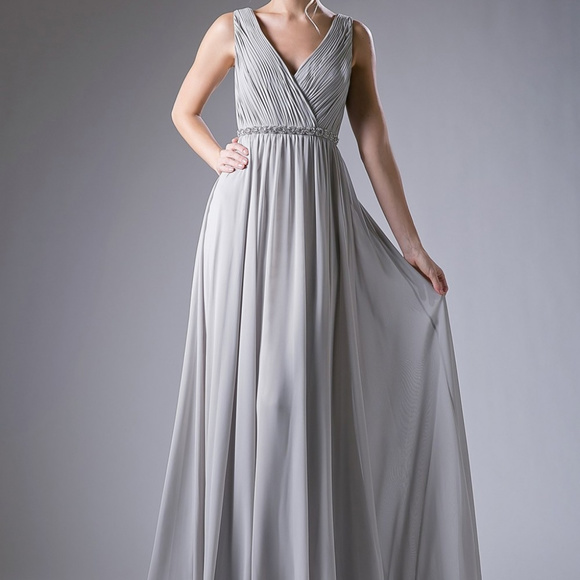 Cinderella Dresses & Skirts - Silver Color V-Neck V-Back Long Dress CD1001